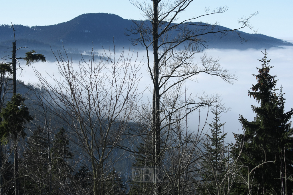 Bergspitzen ragen über die Wolkendecke