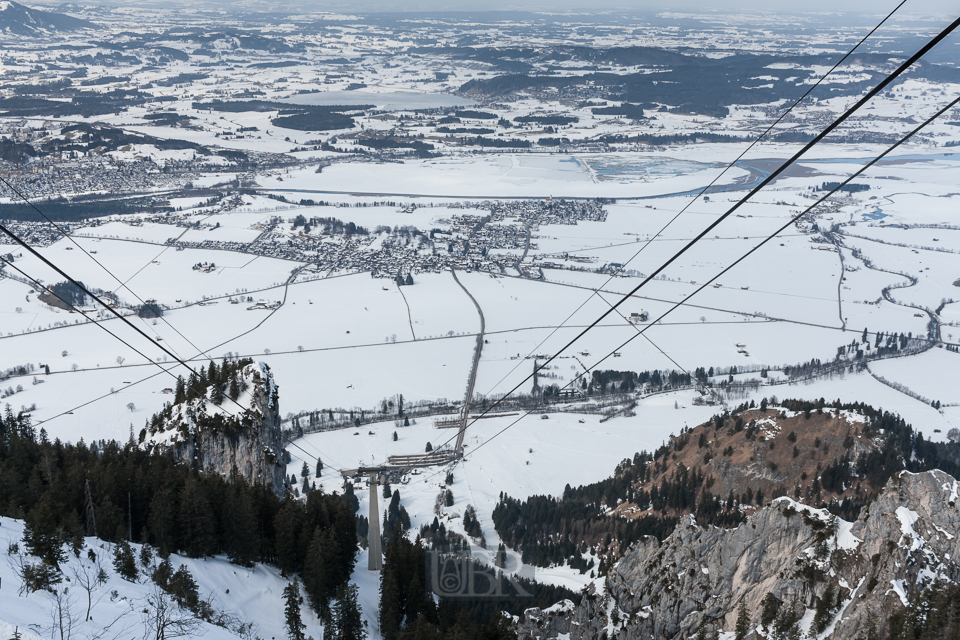 Blick vom Tegelberg auf den Forgensee und Füssen